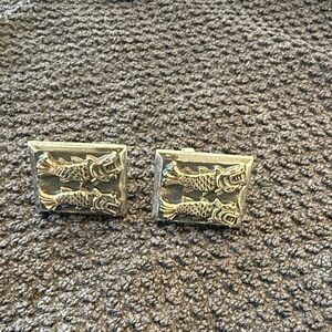 Vintage swank sterling silver colored  Cufflinks dragon fish